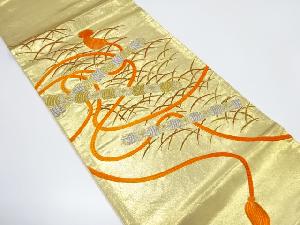 アンティーク　芝草に組紐・笛模様刺繍袋帯(材料)